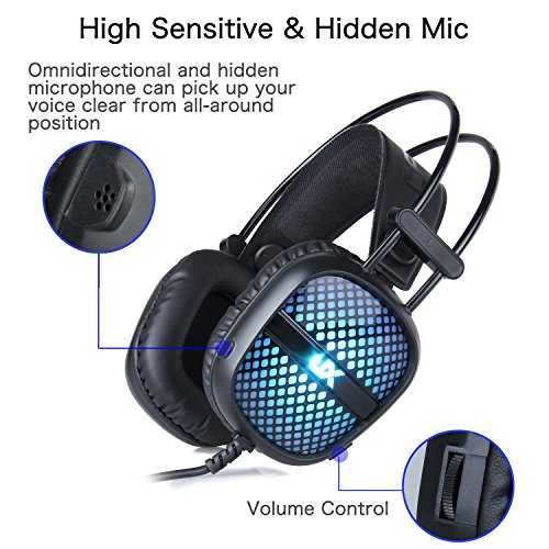 MFTEK Rainbow Backlit Wired Gaming Keyboard and Mouse Combo with LED Glowing PC Over-Ear Headset Set+ Mouse Pad for Gaming Computer - Thumbnail 4