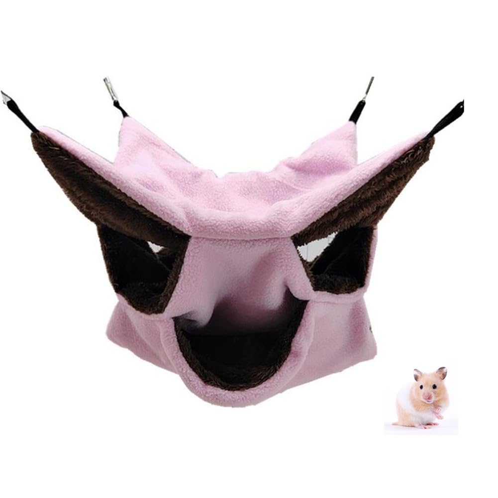 LATRAT Hammock for Small Animals, Soft and Warm Pet Cage Hammock 3-Layer Hamster Hanging Bed for Guinea Pigs Hamster Ferret Parrot Cage Accessories