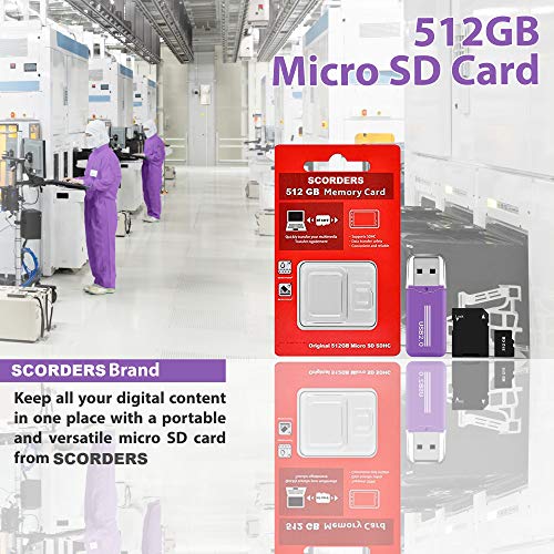 SCORDERS 512 GB Micro SD Card with Adapter (Class 10 Speed) Memory