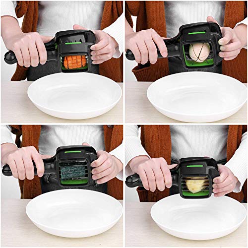 Vegetables Cutter, 5 In 1 Fruits Cutter Chopper Slicer Column Egg Cutter Crusher Perfect for Kitchen Cooking Xmas New Year Dinner Party (Green)