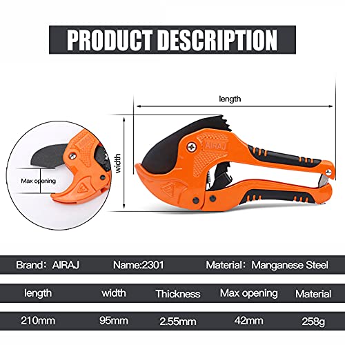 AIRAJ Ratchettype PVC Pipe Cutter to Cutting 13/4'' (42mm) PEX,PVC