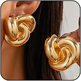 Chunky Twisted Gold Statement Knot Stud Earrings for Women Thick Irregular Geometric Stud Earrings Twist Wrap Spiral Earring Jewelry Accessories