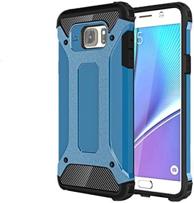 Samsung Galaxy Note 5 Rubber Plastic [Hybrid Dual Layer] [Shock Absorbing] Shell [Impact Defender] ShockProof SPF Case Cover - Blue