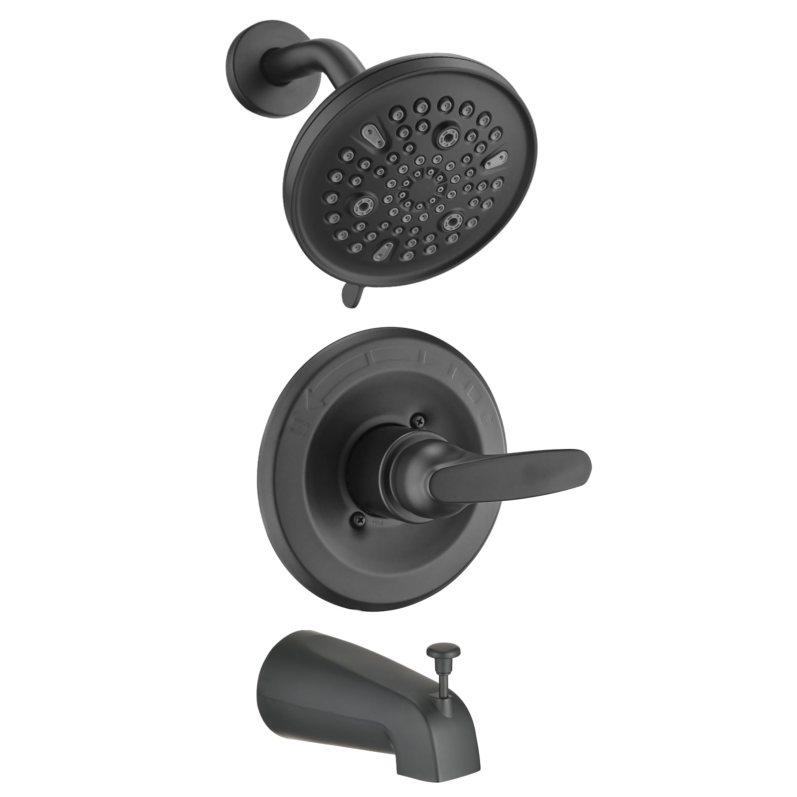 Photo 1 of Replacement 9-Setting Rain Shower Faucet Tub Trim Kit for Delta 13/14 Series, High Pressure 5.5" Round Rain Shower Head& Handle Set, Matte Black(Valve& Catridge Not Inclued)