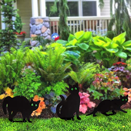 Garden Scare Cats with Reflective Eyes (Set of 4), Cat Yard Decor