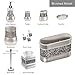 Creative Scents Crackled Glass Silver Toothbrush and Toothpaste Holder for Bathroom - Decorative Bathroom Counter Electric Toothbrush Organizer, 3 Slot, Makeup Brush Holder