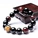 Merdia Men's Tiger Eye Stone Elastic Bead Bracelet with Loong Pattern