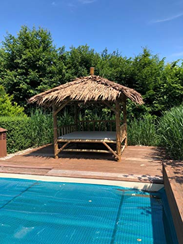 bamboo-lifestyle Bambus Sala mit Palmendach und großer Liegefläche 2m x 2m Pavillon zum entspannen I Gartenlounge I… – Bild 5
