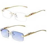 ADE WU Vintage Rimless Sunglasses Retro Luxury Gold Metal Frameless Rectangle Colored Lens Sun Glasses