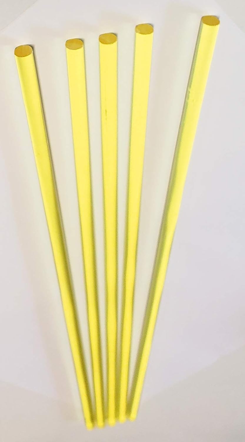 5 Pcs 1/4” Diameter x 18” Inch Long Color Yellow Clear
