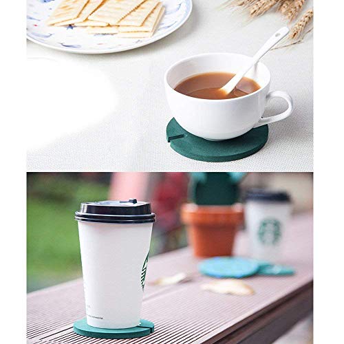 6-Piece Green Coaster Set with Flower Pot Shaped Holder - Thumbnail 2