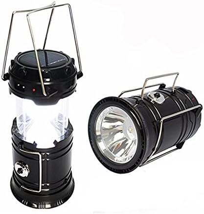 2Pack Camping Lanterns LED Flashlights, WSMY Portable Ultra Bright Outdoor Indoor 2-in-1 Rechargeable Battery and Solar Panel Lights for Children, Men, Women, Emergency Lighting, Gift-Giving(Black)