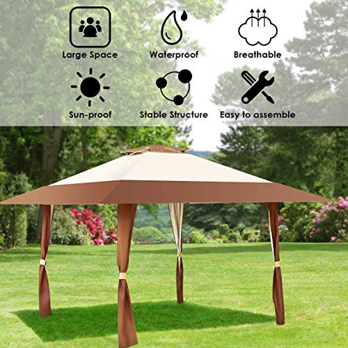 DNNAL Pavillon im Freien, 4 x 4 m wasserdichte Outdoor-Markise Vordach Große Marquee Shelter mit Tragetasche für… – Bild 4