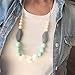 Baby Teething Necklace for Mom, Silicone Teething Beads, 100% BPA Free (White, Mint, Gray, Navajo White)