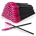 100 PCS Disposable Eyelash Brushes Tools, Hopttreely Premium Mascara Brushes Wands Eyebrow Applicator Makeup Kits (Black-Rose)