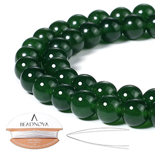 Beadnova 8mm green jade gemstone round loose beads for jewelry ma…