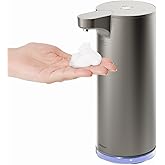 mooas Automatic Foaming Soap Dispenser - Stainless Steel, Touchless, Rechargeable, Hands Free, 9.4oz (Silver)