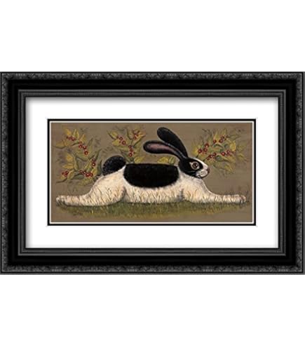 Rabbit♡　1005 Amazon.com: Green Folk Bunny 20x12 Framed Art Print by Hilliker