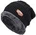 Classic Men's Thick Warm Winter Fleece Lining Knit Beanie Hat Baggy Oversize Slouchy Stocking Skull Cap Khakis Beanie Hat Cap For Men 6 colors(Black)