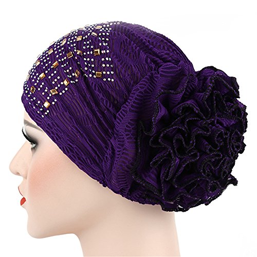 Candy Colors Women Headwear Lace Hot Drilling Headwrap Head wrap Twist Hair Band Turban Bandana Hijab Accessories (B)