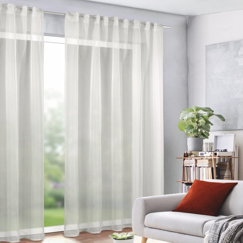 GardinenOutlet Sylvia Cream Tape or Hidden Tab Top Curtain 96 x 53 Inches