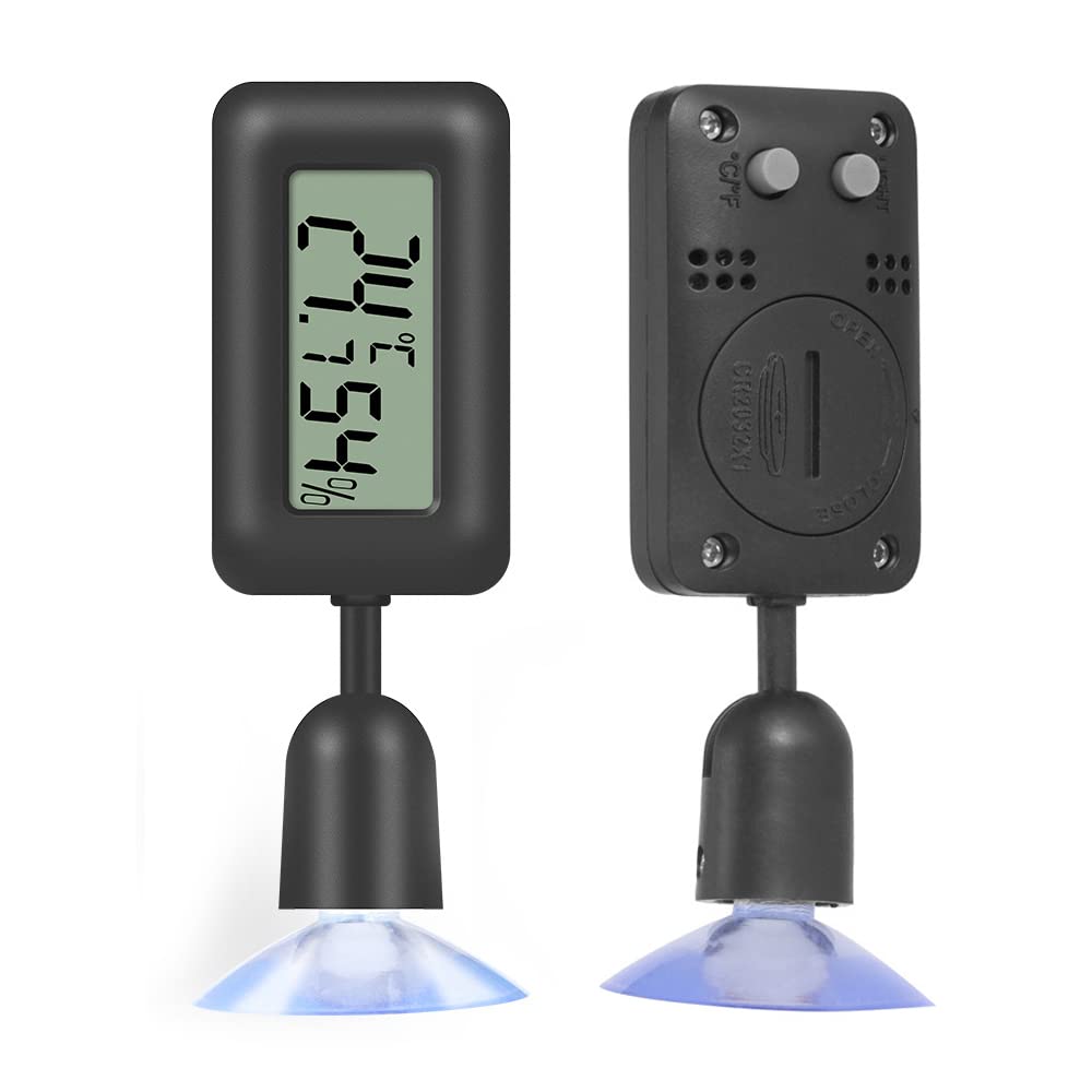 Hsthe Sea Digital Hygrometer Thermometer LCD Thermometer Humidity Gauge with Backlight for Reptile vivarium Greenhouse Incubator (Black)