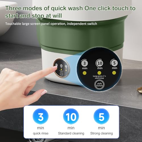 Portable Washing Machine 20L —Small Foldable Washer with Spin Basket, — Mini Laundry Machine for Travel, Dorms, Camping, Ideal for Baby Clothes, Underwear, Socks Green