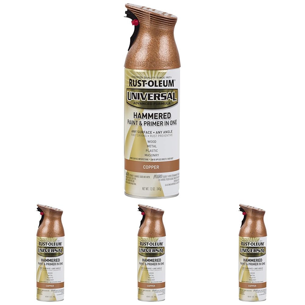 Rust-Oleum 247567 Universal All Surface Hammered Spray Paint, 12 oz, Copper (Pack of 4) Image