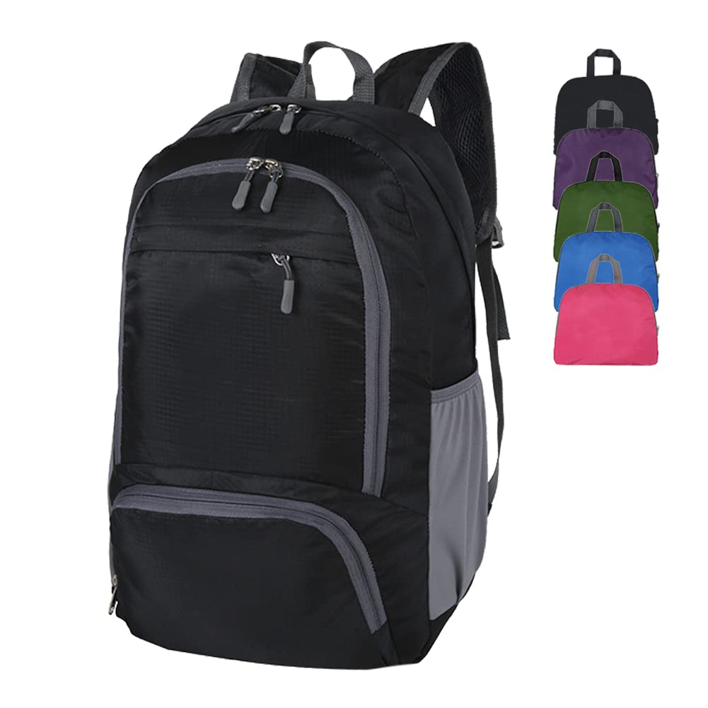 HYCOPROT 35L Packable Backpack Ultra Lightweight Foldable Rucksack Water Resistent Breathable Bag for Men Women Outdoor Camping Walking Hiking Climbing Travel Daypack (Black) — image 1