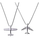 Kopida Stainless Steel Airplane Pendant Necklace for Men Women, Unisex Fashion Punk Pendant for Daily Wear