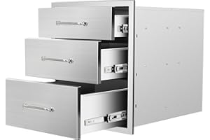 SGOLAN Outdoor Kitchen Drawers 18" W x 21" H x 23" D Flush Mount Triple BBQ Drawers with Chrome Handle Stainless Steel Drawer for Outdoor Kitchen Island, Patio Grill Station