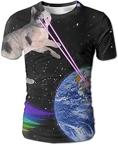 Mans Laser Rainbow Space Cat Novelty Graphic Costume