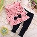 XILALU New Baby Sets Heart-Shaped Print Bow Cute 2PCS Kids Set T Shirt + Pants (0-6M, Pink)
