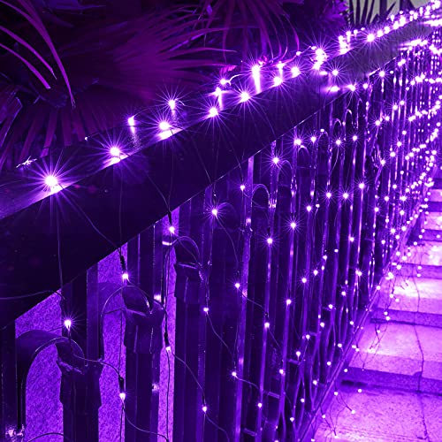 Flacchi Purple Net Lights, 6 ft x 4 ft 160 LED 8 Modes Low Voltage Mesh