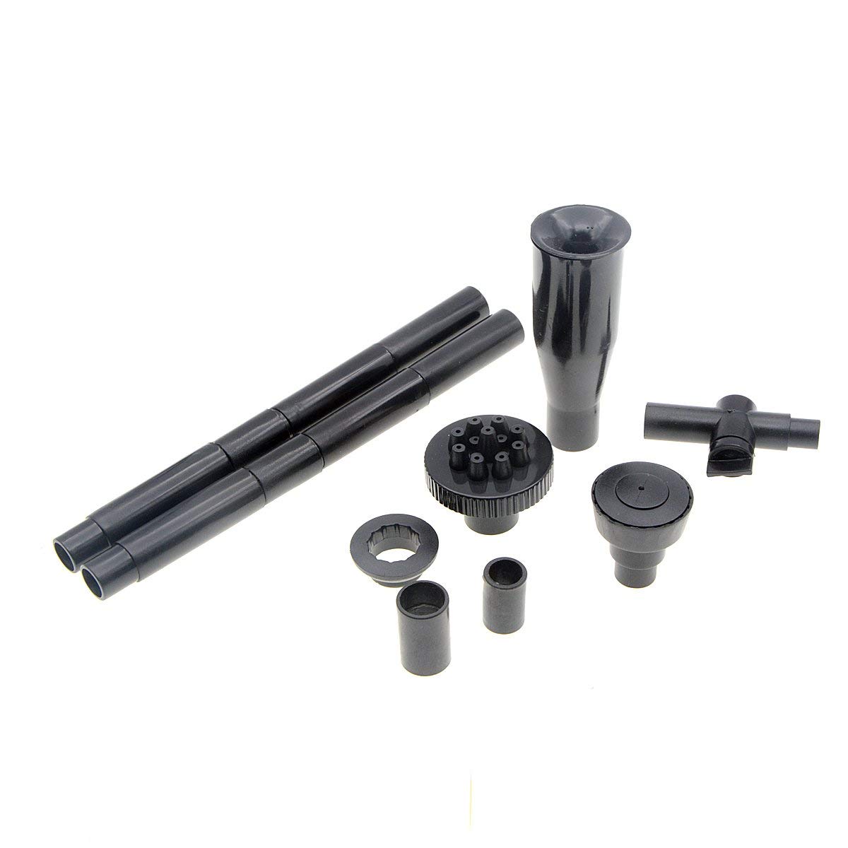 Saim Fountain Nozzle Kit Garden Pond Black Plastic Waterfall Nozzle Fountain Head Set 8 Pieces Nozzle Case