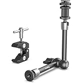 SMALLRIG 11'' Articulating Magic Arm and Clamp w/ 1/4" and 3/8" Thread, Adjustable Friction Power Camera Mount with Cold Shoe