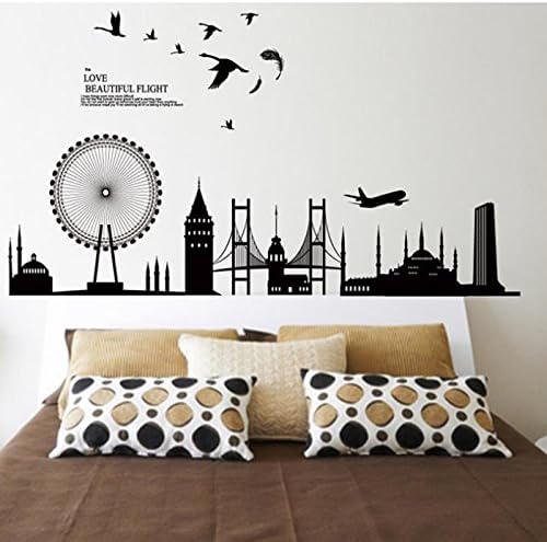 Pretty Moment Home&Kitchen Decor PVC Wall Poster Removable Black City¡¯s Cucoloris Art Decal Paper