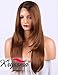 K’ryssma Long Natural Straight Ombre Synthetic Lace Front Wigs with Bangs, 2 Tones Dark Roots #4 to Brown #30 L Part Wig with Deep Side Parting Glueless Synthetic Wig for Women 20 inch (KMLM005)