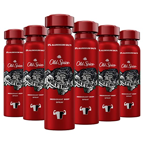 Old Spice Wolfthorn Deodorant Bodyspray | 6er Pack (6 x 150 ml) | Deo Spray Ohne Aluminium Für Männer | Männer Deo Mit Langanhaltendem Duft