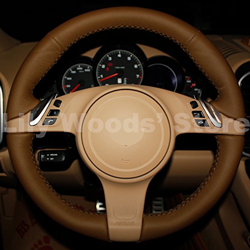 Loncky Genuine Leather Auto Custom Steering Wheel Cover for Porsche 911 Porsche 911 Carrera S / Porsche Boxster S Boxster Base / Porsche Cayenne Base Cayenne S / Porsche Panamera Accessories