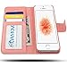 ANOVO Case for iPhone SE [2 in 1], iPhone SE Wallet Case [Detachable Wallet Folio] [Premium Vegan Leather] iPhone SE 5 5S Leather Case with Wrist Strap Gift Box Package (Coral Pink)