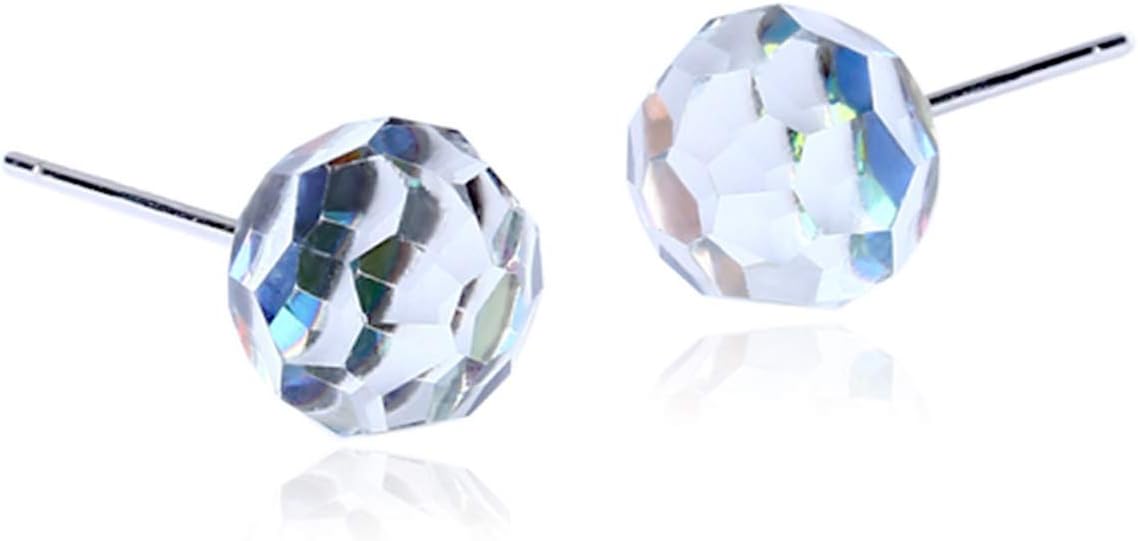 Gaste de Noyer Mystic Quartz Stud Earrings with Shine Colorful Light