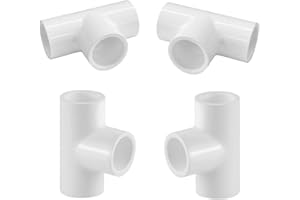 LESSO AMERICA LESSO 4PCS 1/2 Inch Tee PVC Fitting 3 Way Connector, Furniture Grade Corner Fittings for DIY Building Furniture Greenhouse Shed Pipe Fittings Tent Connection (Pack of 4)
