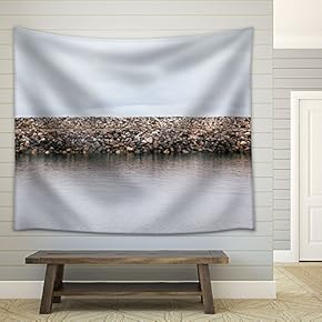 Riverbank with Stone - Fabric Wall Tapestry Home Decor - 51x60 inches