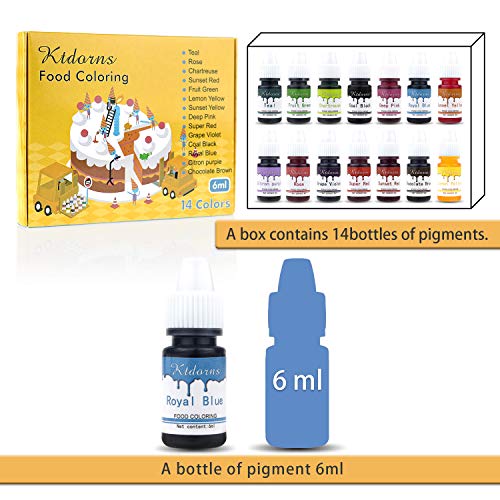 Food Coloring-14 Color Variety Kit-cake food coloring liquid Variety Kit for Food color Baking, Decorating,Fondant and Cooking, Slime Making Supplies Kit - .25 fl. oz. Bottles