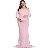 YnimioAOX Maternity Photoshoot Dress Long Sleeve Elegant Maxi Photography Dress Slim Stretchy Gowns