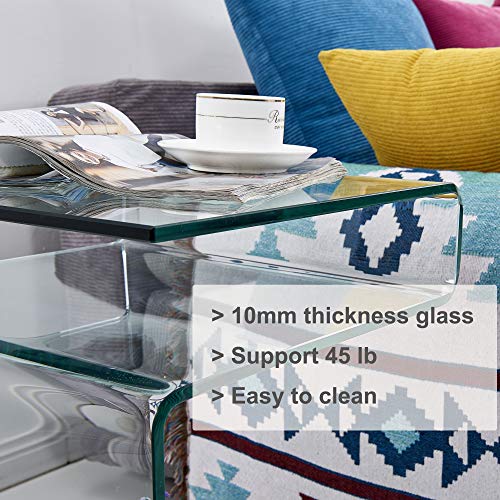 Clear Glass Side Table, Bent Modern Home Office Furniture, Small Tables