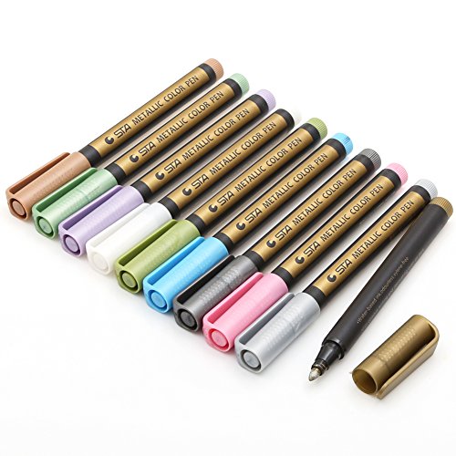 Dainayw metallic marker pens, silver and gold, 2mm line…