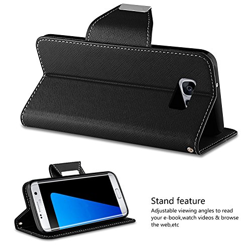 image for Galaxy S7 Edge Case - Vakoo [Book Style] Premium-PU Leather Wallet Fol