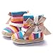 QGAKAGO(TM) Baby Multicolor Rainbow Cotton Knit Premium Soft Sole Anti-Slip Warm Winter Infant Prewalker Toddler Cute Snow Boots (S: 0~6 Months)
